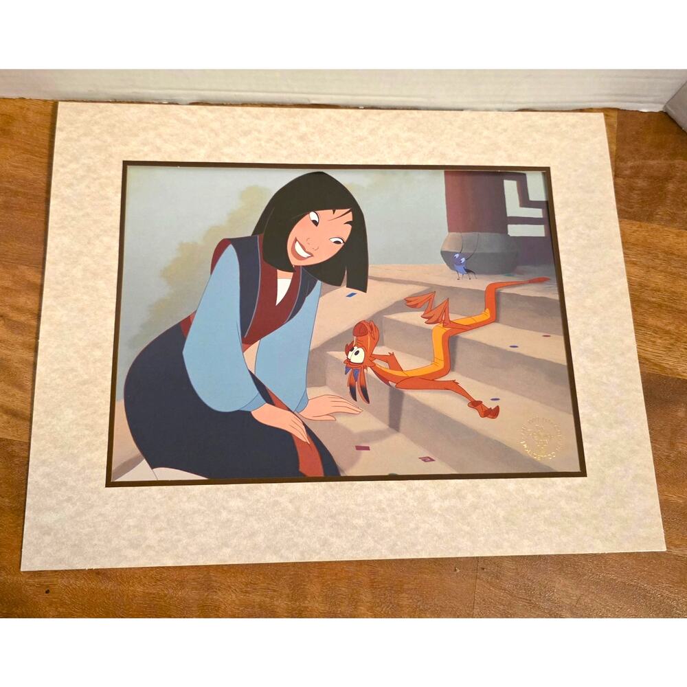 Disney MULAN 1999 Lithograph Collection Mushu Cri-Kee 11x14 w Envelope